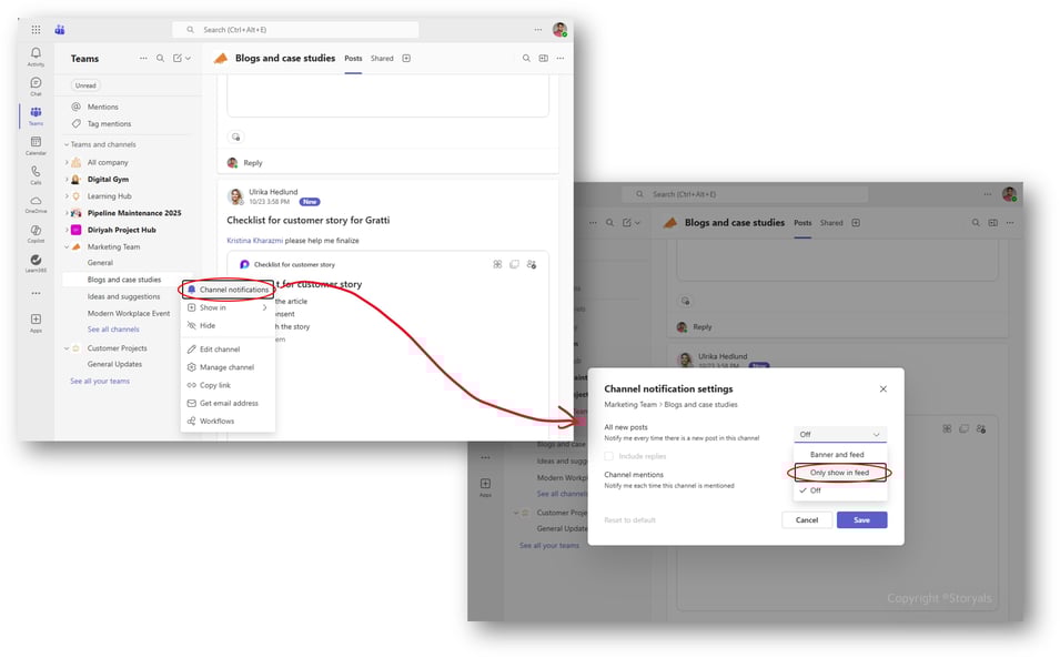 Channel notifications in Teams