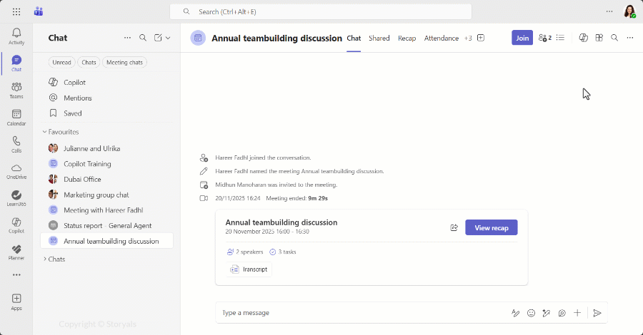 Recap Teams meeting with Copilot