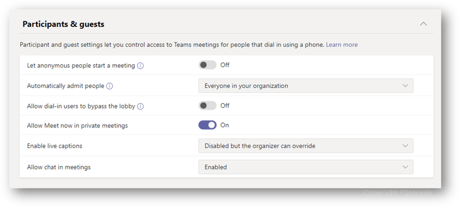 Meeting settings in Microsoft Teams | © Storyals
