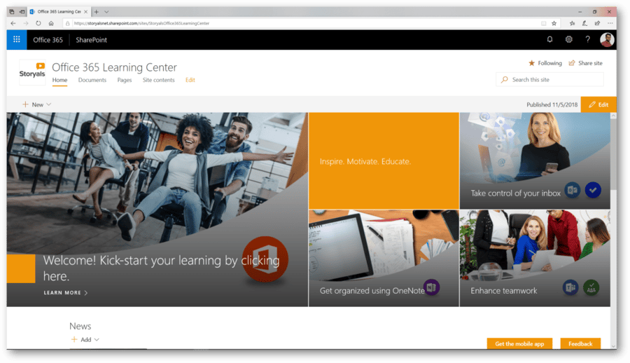 Office 365 Learning center | © Storyals