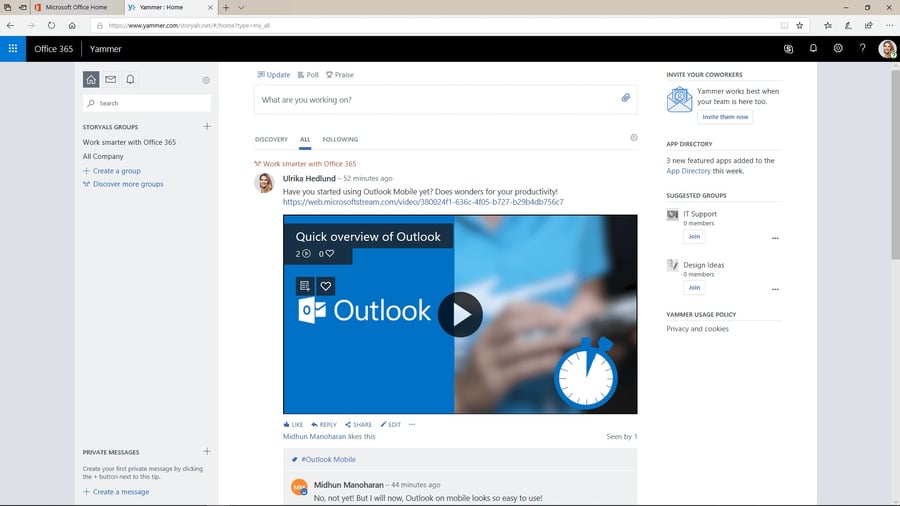 Stream on Yammer Stream on Yammer | © Storyals
