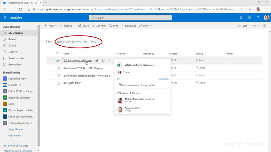 Microsoft Teams chat file in OneDrive for Business | © Storyals