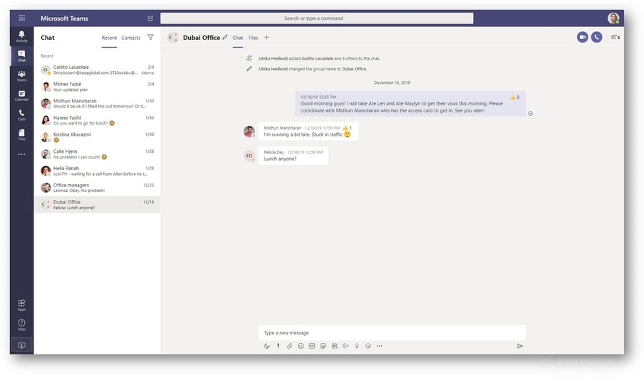 Social chat in Microsoft Teams | © Storyals