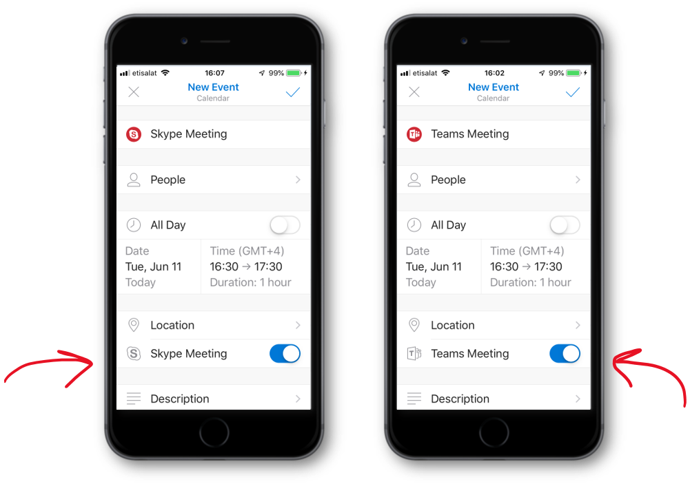 Book an online meeting in Outlook mobile using Teams or Skype