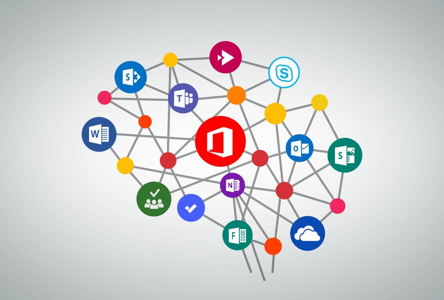 Brain with Office 365 suite logos | © Storyals