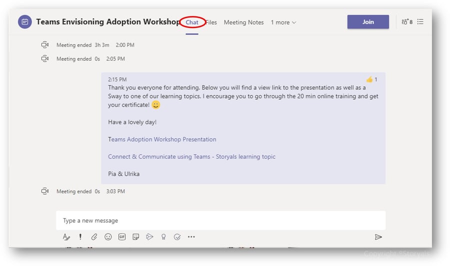 meeting chat in Teams | © Storyals