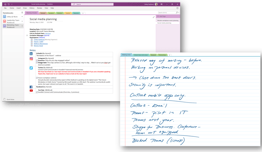 meeting notes in OneNote | © Storyals