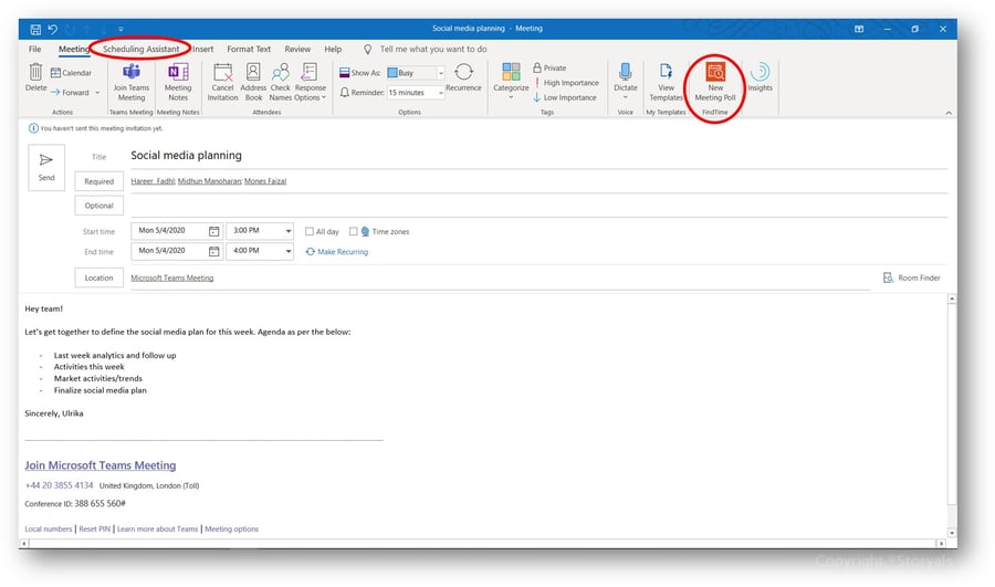 Meeting Poll in Outlook | © Storyals