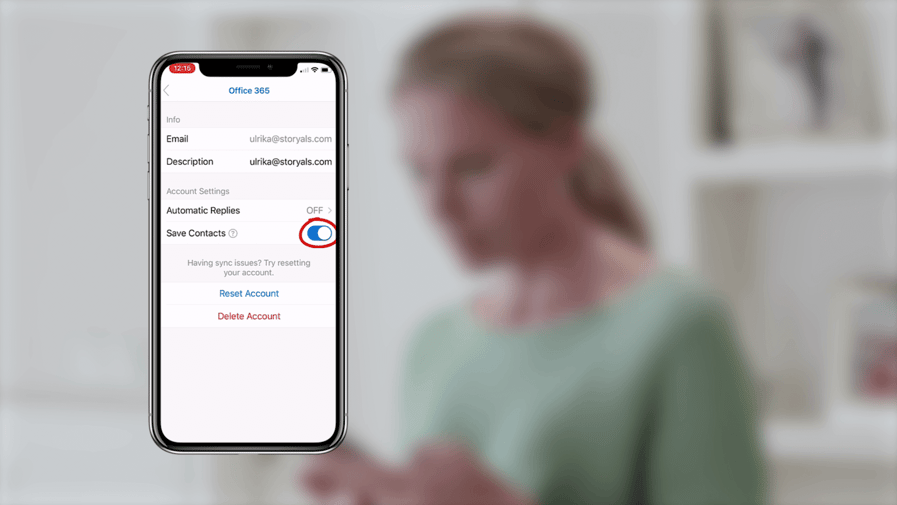 iPhone Office 365 save contacts | © Storyals