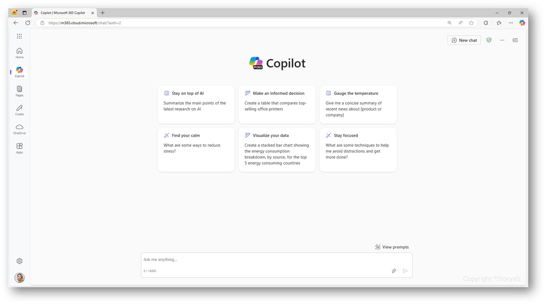M365 Copilot chat home