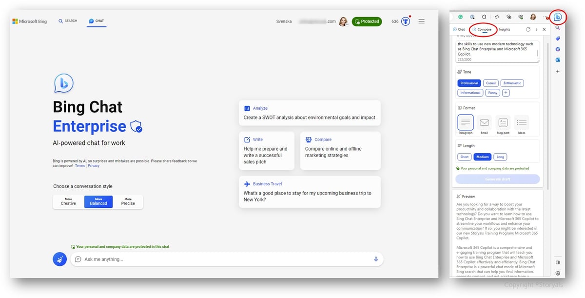 Bing Chat Enterprise and sidebar