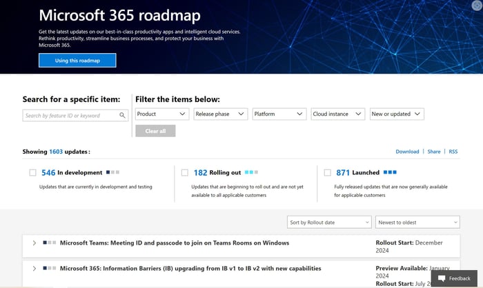 Microsoft 365 Product Roadmap