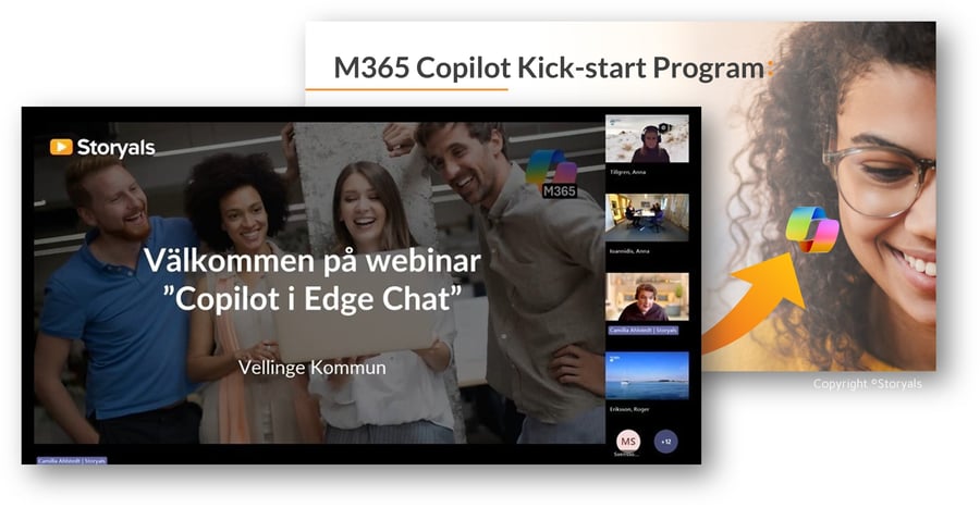 Velling kommun webinar and M365 Copilot Kick-start program shadow Storyals copyright